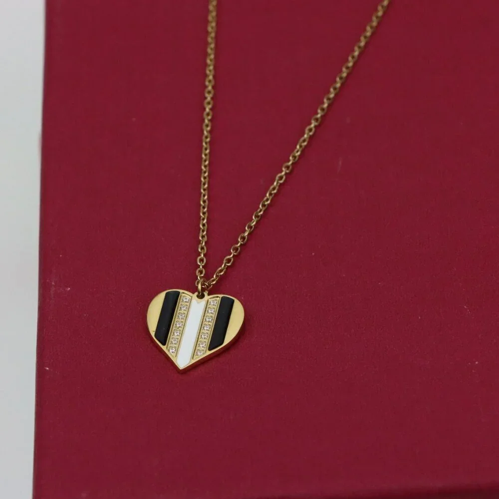 Gold Heart Pendant Yellow Necklace with Crystal Accent, XPNL0362